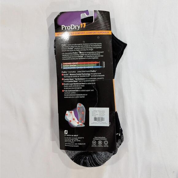FootJoy ProDry Men’s Golf Ankle Socks 2 PACK Value Pack Black Gray Size L NWT - Picture 2 of 4